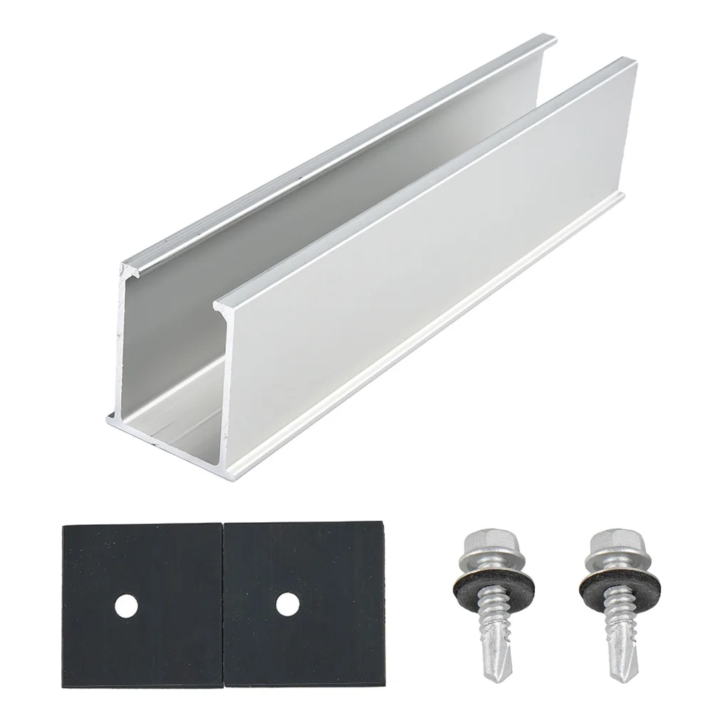 

Solar Rail Bracket Aluminum Alloy Trapezoidal Sheet Flat Roof PV Mounting Rail 20CM Rail Length Solar Panel Power Supply