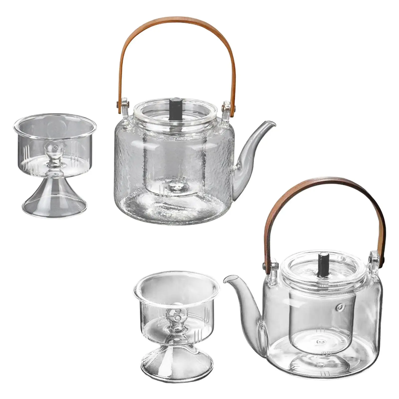 

Hand Blowe Borosilicate Glass Teapot Heat Resistant Tea Pot Microwave W/ Removable Strainer Kettle