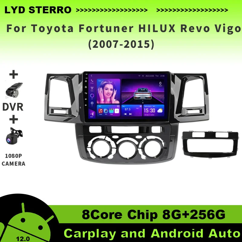 

LYD For Toyota Fortuner HILUX Revo Vigo 2007-2015 Car Radio Video Player GPS Navigation 8Core Chip 8G+256G Android 12 Bluetooth