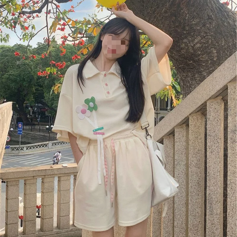 Повседневный Спортивный комплект для женщин летняя свободная футболка с