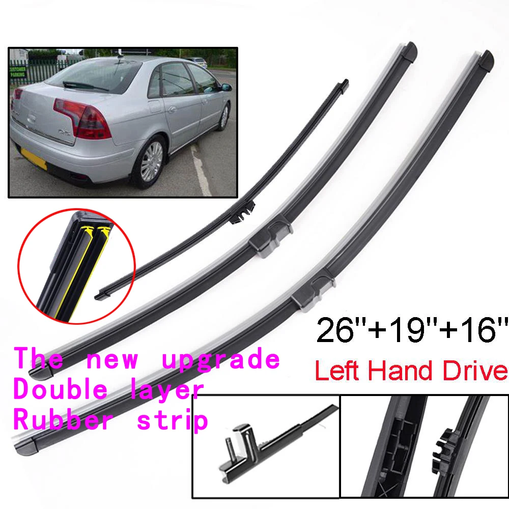 

adohon Windshield Windscreen Wiper Blades Set For Citroen C5 Hatchback 2004 - 2007 Front Rear Window Wiper Kit 2005 2006