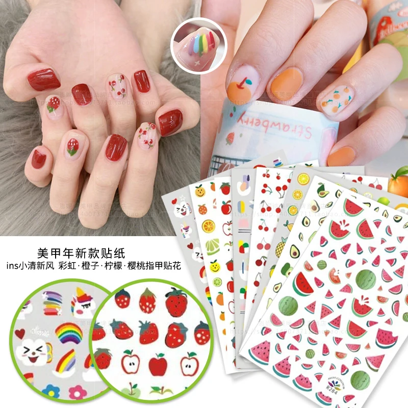 

1 Dollar Items Free Shipping Rainbow Colorful Cute Graffiti Nail Stickers Adhesive Sliders Decor Holographic Decal DIY Manicure