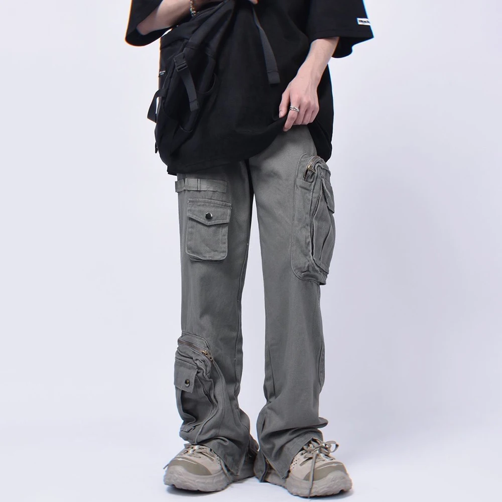 

New Street Three-dimensional Pocket Functional Overalls Mens Hiphop Trendy Brand Casual Pants Straight Trousers Drape Sweatpants