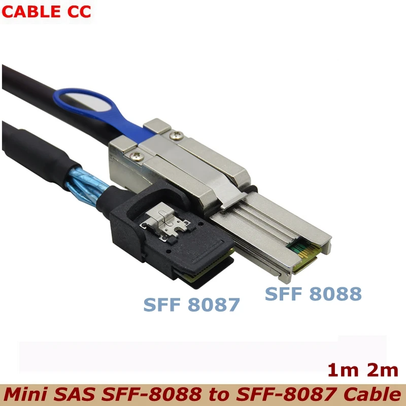 

Best Quality 1m 2m Two Colors 100cm 200cm Mini SAS 26P SFF-8088 To SFF-8087 36P Direct Attach Copper Cable Support 12Gb