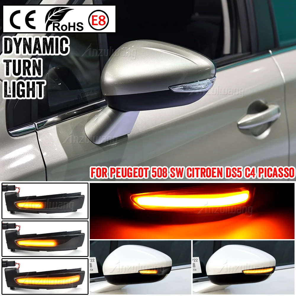 

LED Dynamic Turn Signal Light For Peugeot 508 SW Flashing Indicator Sequential Blinker Lamp For Citroen DS5 C4 Grand Picasso II
