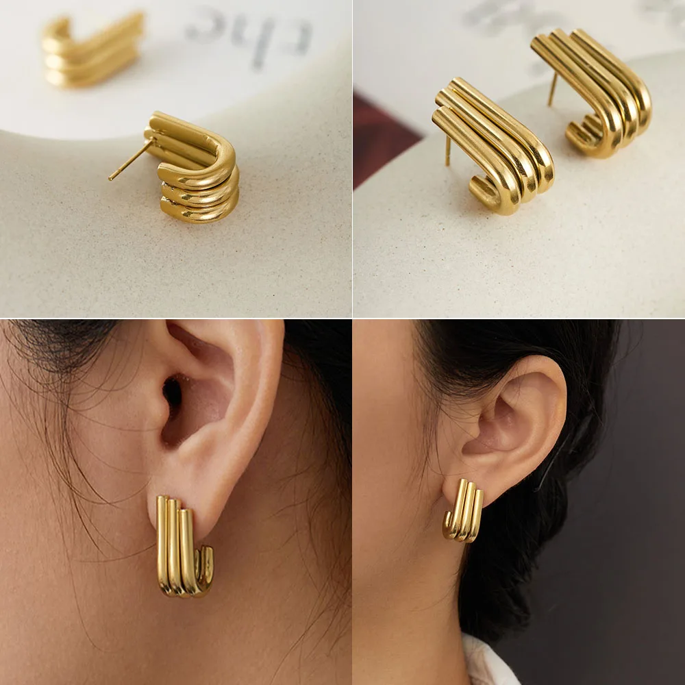 

1 Pair Temperament Studs Vintage Titanium Steel Earrings Senior Sense Everything Matching Earrings Fashion Ins Accessories