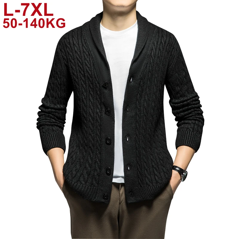 Plus Size 7xl Fashion Brand Sweater Man Cardigan Thick Slim Fit Jumpers Knitwear High Quality Korean Style Casual Mens Clothes