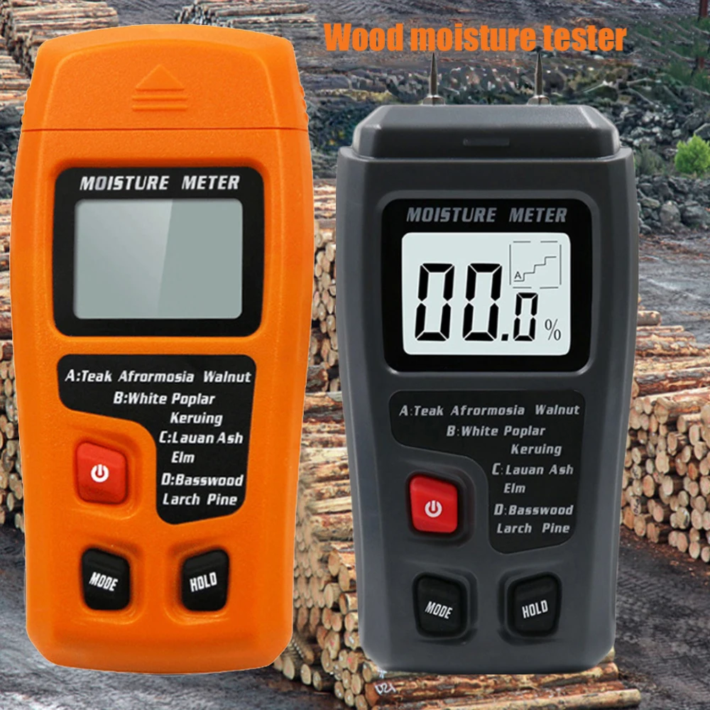 

Wood Moisture Meter LCD Display Digital Wood Humidity Tester Hygrometer Timber Damp Detector Tree Density Digital Testing Tools
