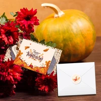 24pcsset fall maple leaf pumpkin thanksgiving day party invitation greeting cards and envelopes stickers set carnival party