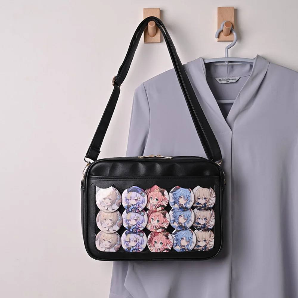 Fashon PU Leather Ita Bag Women Kawaii Transparent Pocket Itabag High School Student Girls Uniform JK Crossbody Bags Harajuku