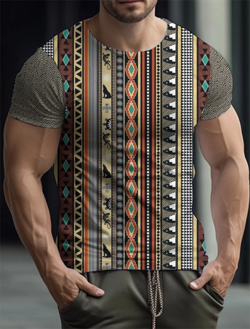 

National Stripe T-Shirt For Men Clothing Summer Top 3D Full Printed Short Sleeve Fashion Casual Oversized Tees Shirts Streetwear