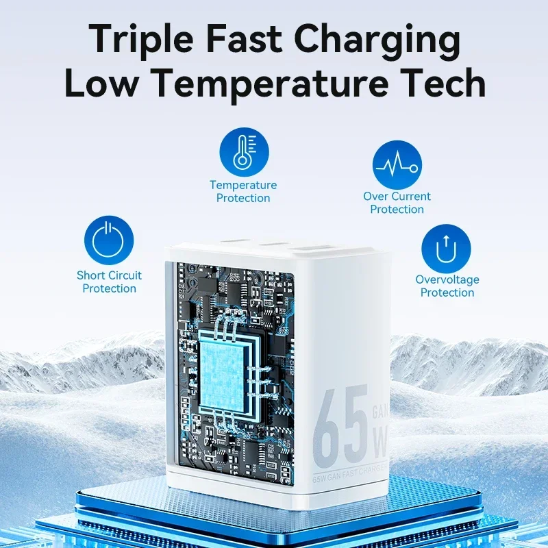 Зарядное устройство GaN мощностью 65 Вт тип C быстрая зарядка 4 0 3 USB-зарядное для iPhone