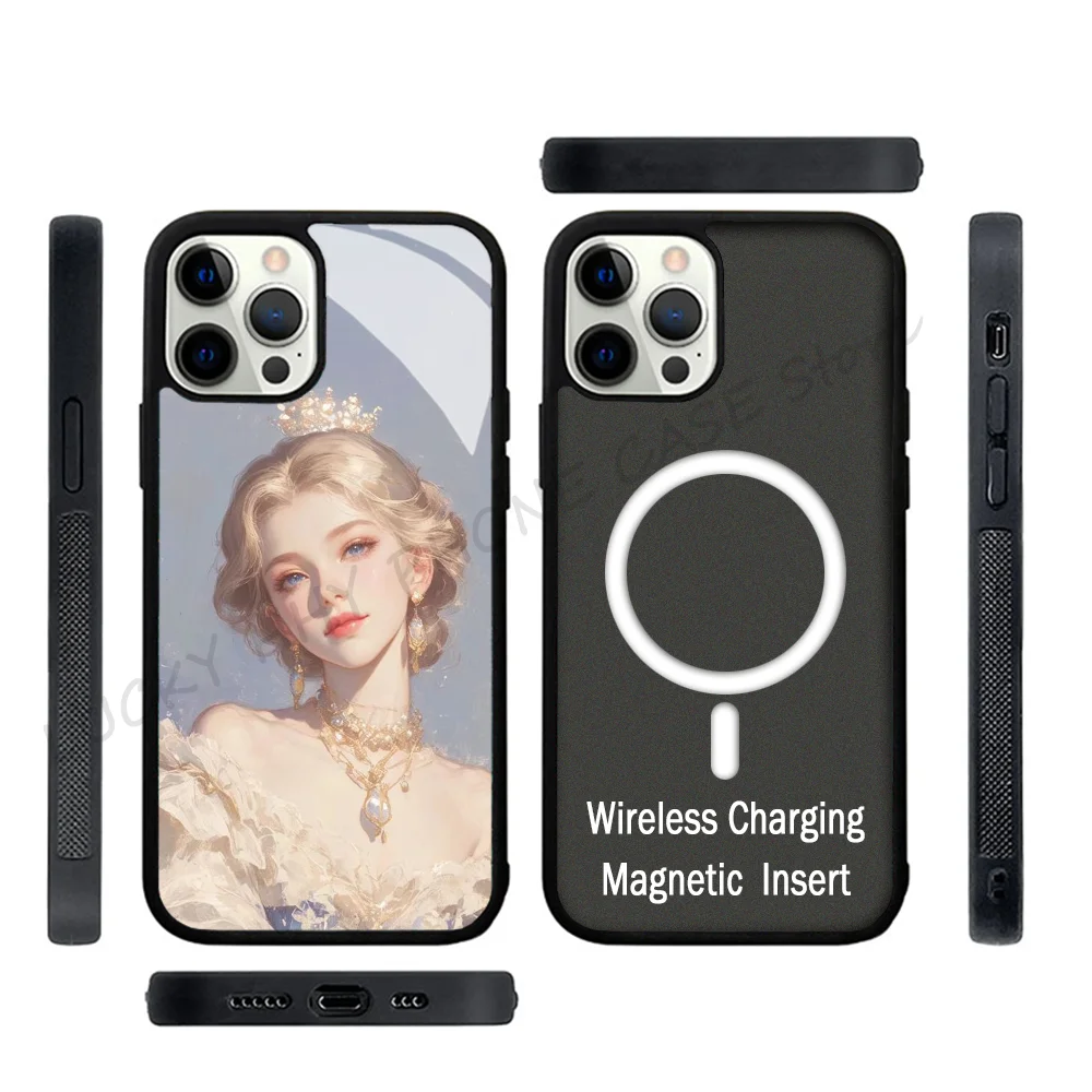 Милый чехол для телефона с аниме девушкой сильный магнитный IPhone 15 14 13 Pro Max 11 12 Mini