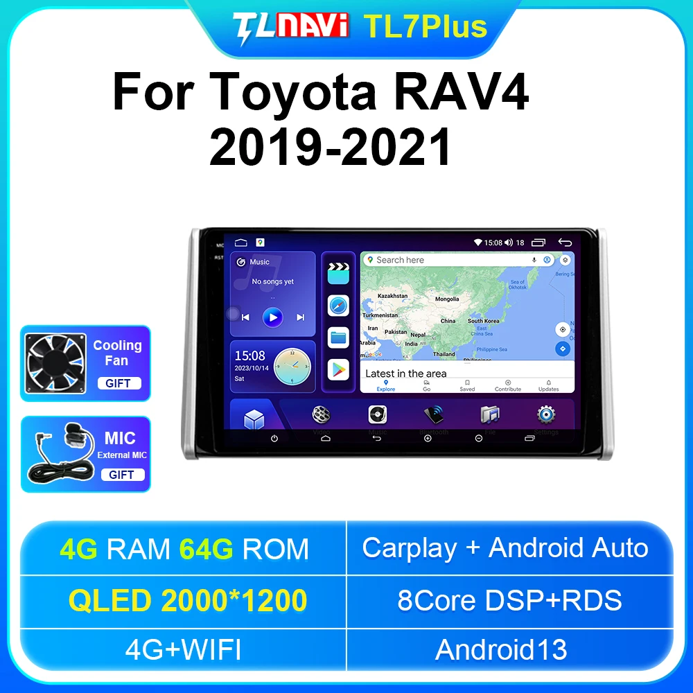 

TL7plus 2K для Toyota RAV4 RAV 4 2019-2021 Android Авто Авто Радио Мультимедийный Стереоплеер Головное устройство GPS-навигация Carplay