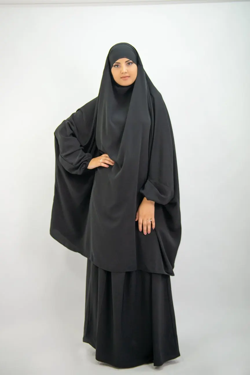 

2 Piece Set Women Eid Muslim Long Khimar Paryer Garment Dubai Abaya Dress Hooded Islamic Clothing Kaftan Jilbab Djellaba Niqab
