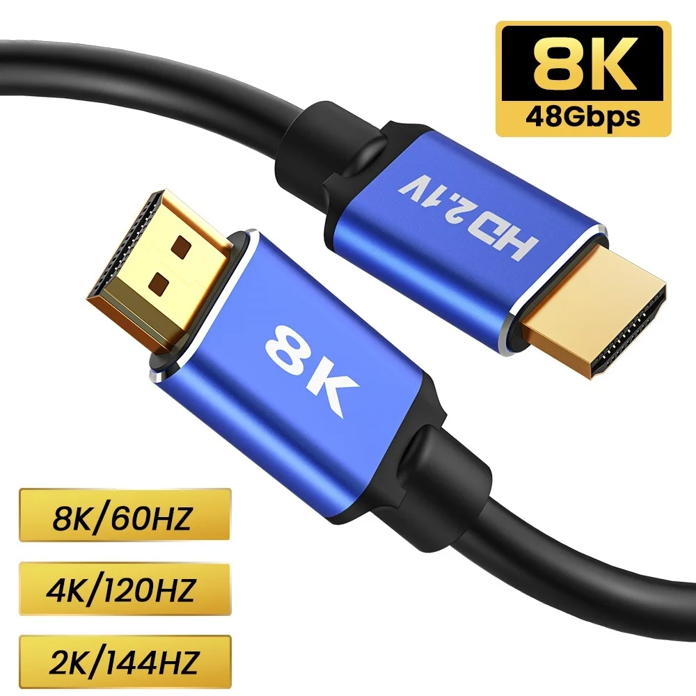 

8K 60Hz 48Gbps HDMI-compatible 2.1 Cable ARC HDR Video Cord for Amplifier TV PS5 RTX3080 NS Projector High Definition