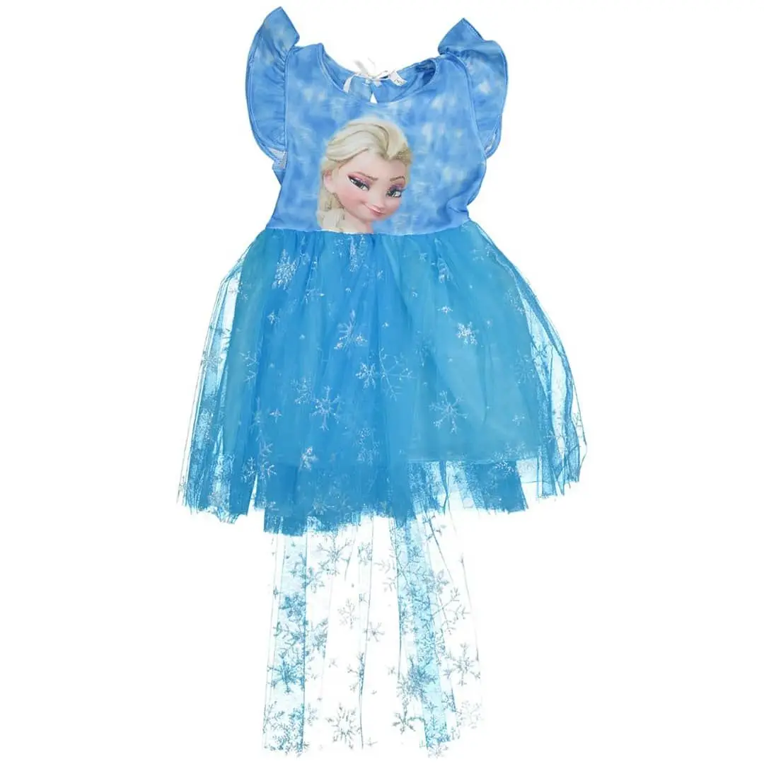 

Baby girl snow country Elsa tail blue tulle dress