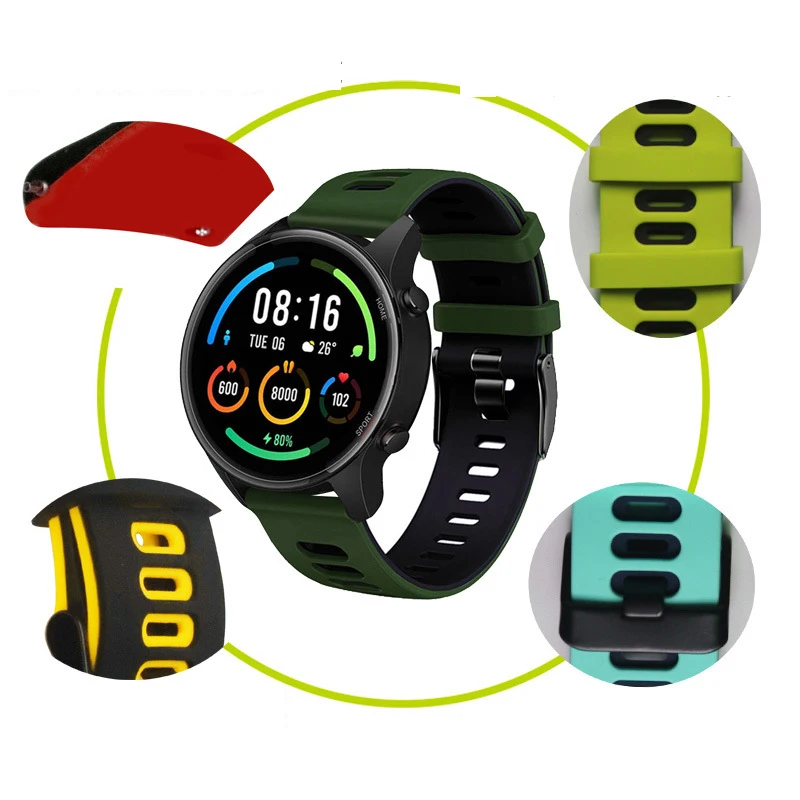 Ремешок спортивный для смарт-часов Amazfit GTR 3 3Pro силиконовый браслет Huami 2 2E 47 мм Stratos