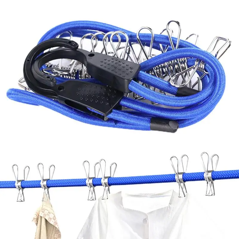 

Clotheslines For Outside Portable Clothesline For Travel With Clothespins Elastic Stretchy Drying Line 4.92ft Travel Clothesline
