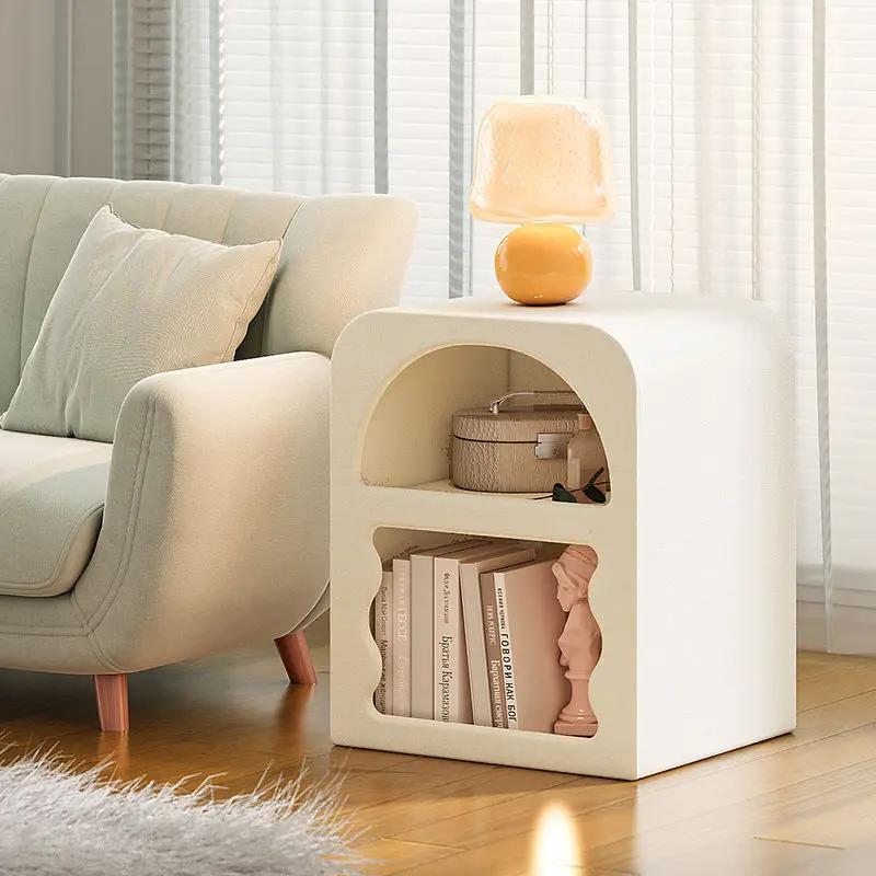 

Bedside table cream mesh red minimalist modern small white edge cabinet simple cabinet creative storage bedroom