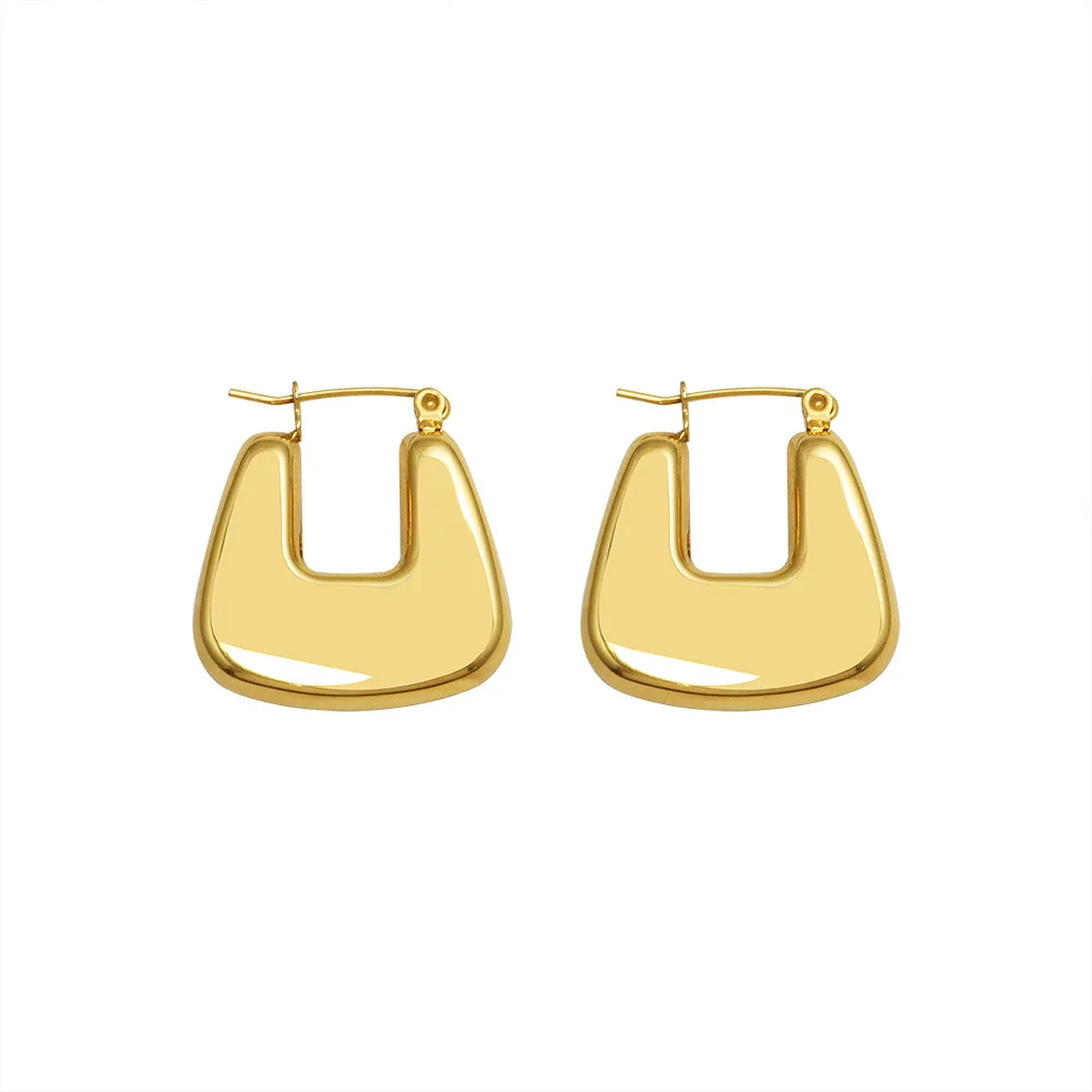 

Geometric Shape Women Big Hoop Earrings Hollow Metal Stainless Steel Round Ear Jewelry Anti Allergy Party Accessory