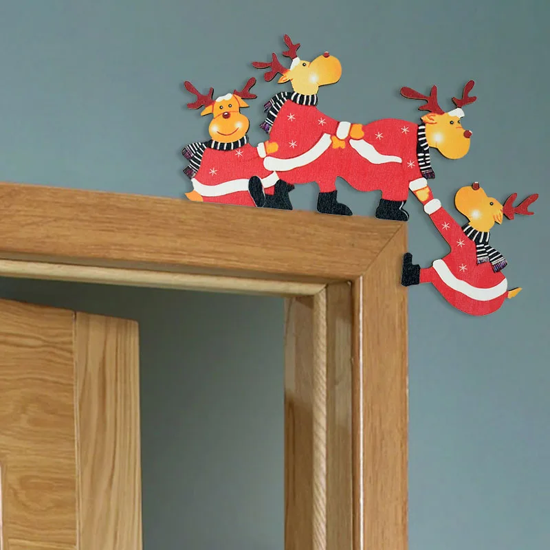 

2022 Рождественская дверная рама, Декор, Санта-Клаус, лось, деревянная подвеска, Рождественская деревянная отделка, украшения для дома