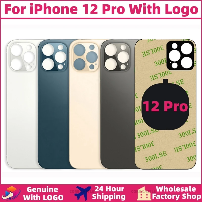

For iPhone 12 Pro Back Cover Glass Panel Battery Cover Replacement Parts Original With Logo Big Hole Camera Rear Housing Glass