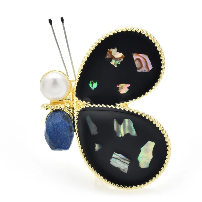 

Wuli&baby Shell Enamel Butterfly Brooches For Women 2-color White Black Beauty Insects Party Office Brooch Pin Gifts