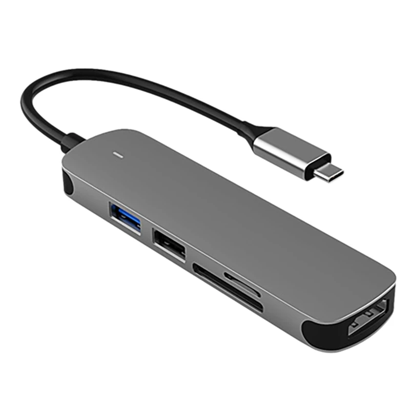

5 In1 USB C HUB Type-C to HDMI-Compatible 4K SD/TF Card Reader USB 2.0 USB 3.0 Converter Adapter for Samsung