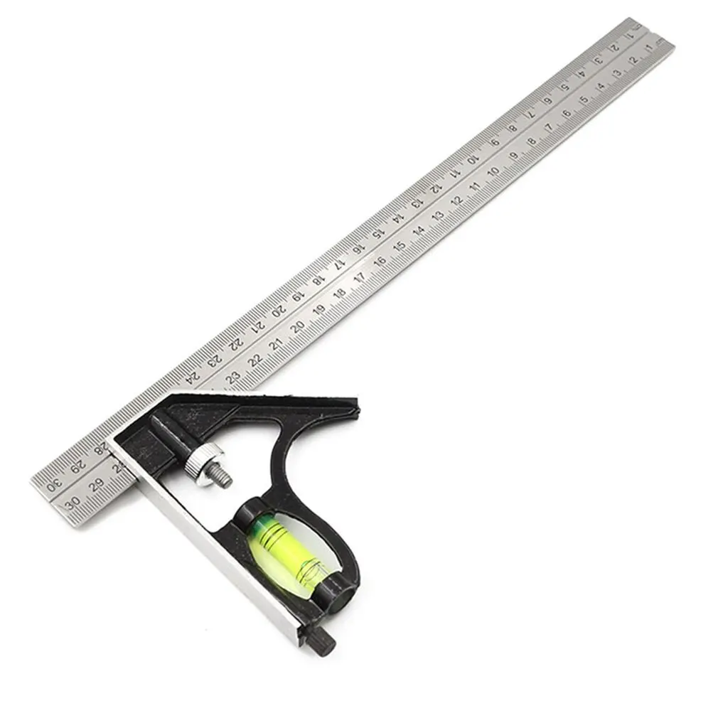 

Square Ruler Set Kit 300mm 45/90 Degree Adjustable Engineers Combination Try None Right Angle Ruler with Spirit Level & Scriber
