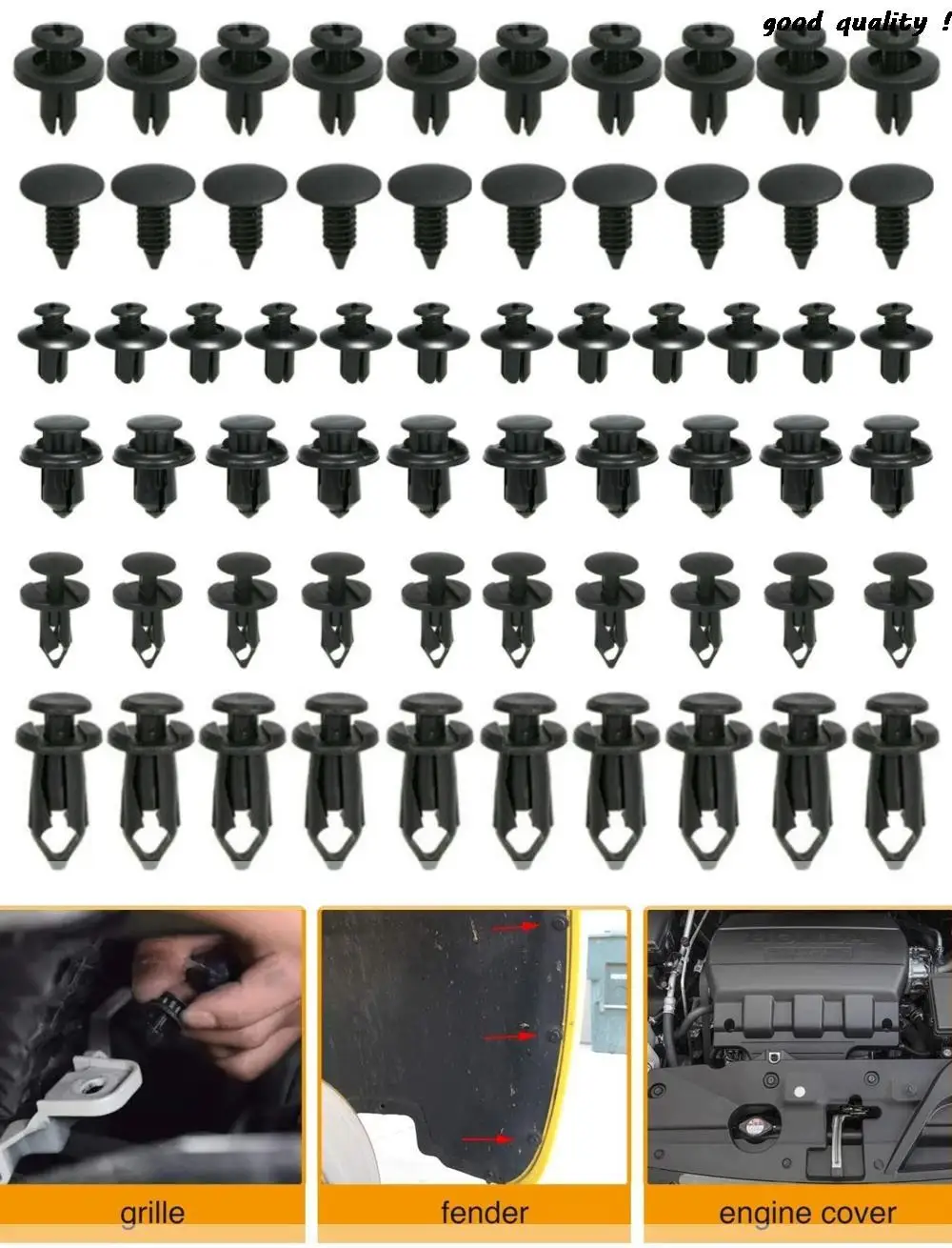6 Size 60Pcs Auto Fastener Clips for Chrysler 300C Voyager PT Cruiser Grand Sebring Pacifica |