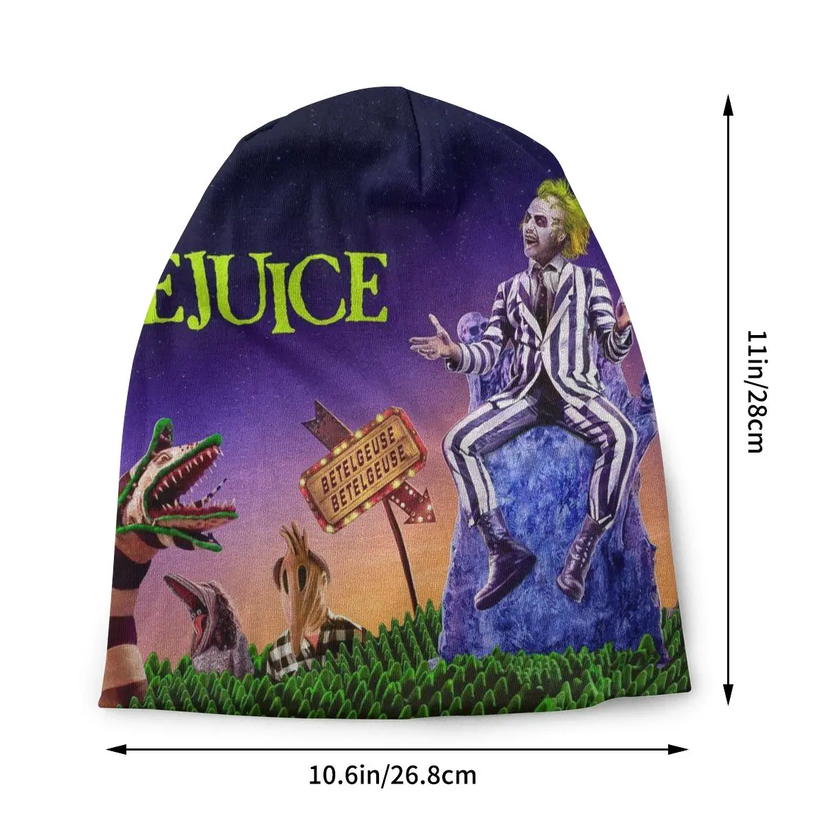 Зимняя теплая шапочка от Beetlejuice женская с напуском шапка в стиле хип-хоп фильмом