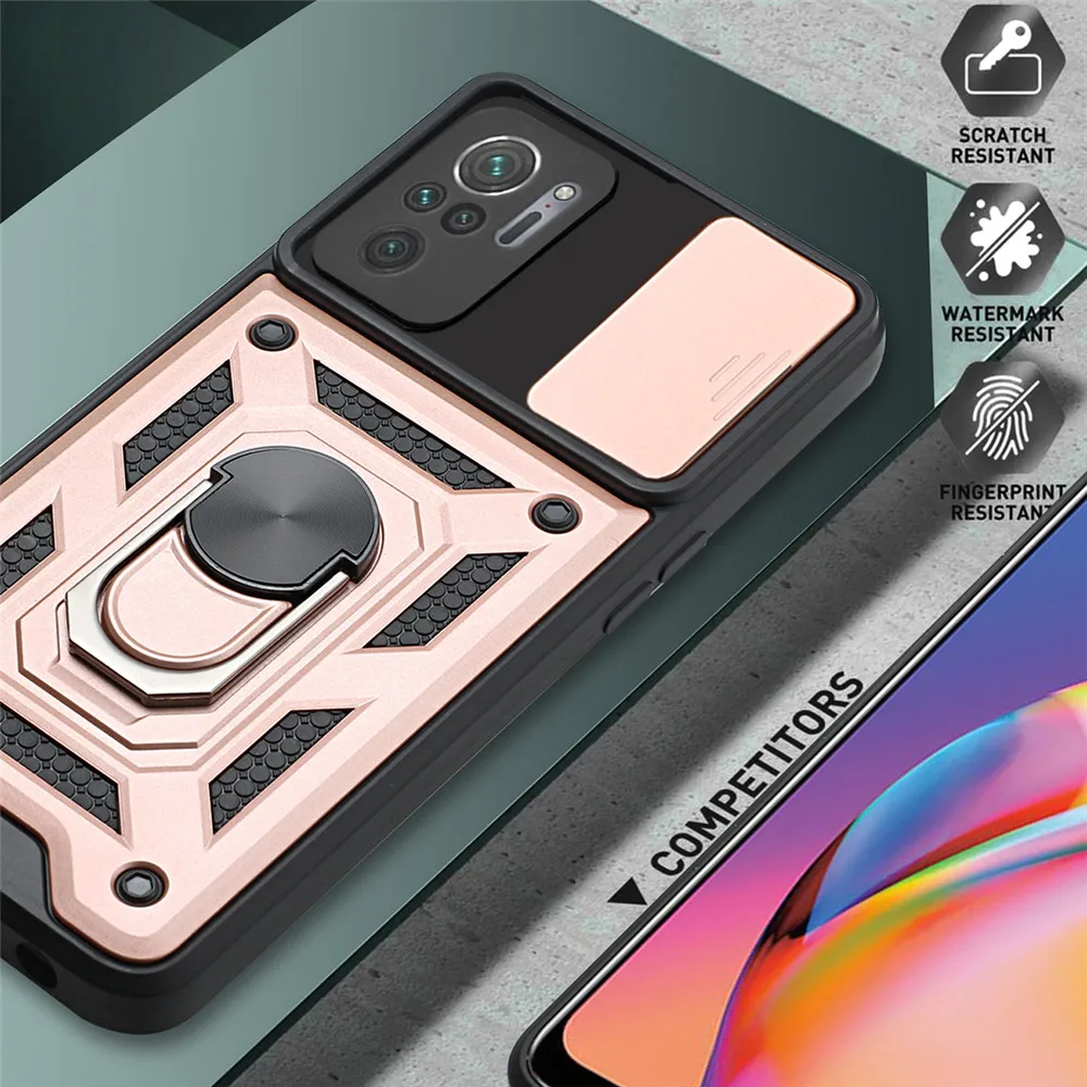 

For Xiaomi Redmi Note 10S 10 11 Pro Armor Shockproof Ring Stand Lens Protection Cover Redmi Note 10S For Redmi Note 10 Pro Case