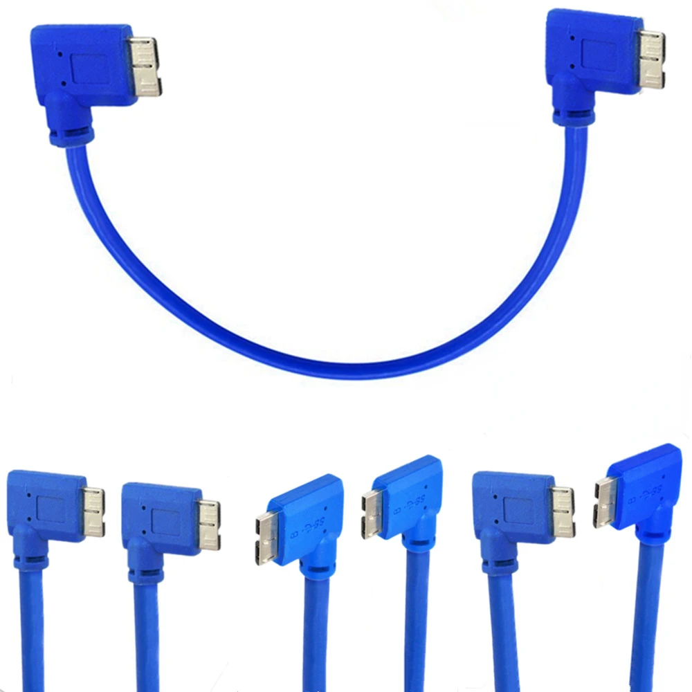 

USB 3.0 to Micro B Data Cable USB Type A Micro-B Digital Camera Cable HDD External Hard Drive Cable Left and Right Bend 0.3M