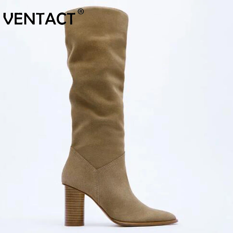 

VENTACT Female High Heel Boots Women Ins Fashion Knee Boots Strange Heel Winter Ladies Shoes Party Footwear Size 34-42