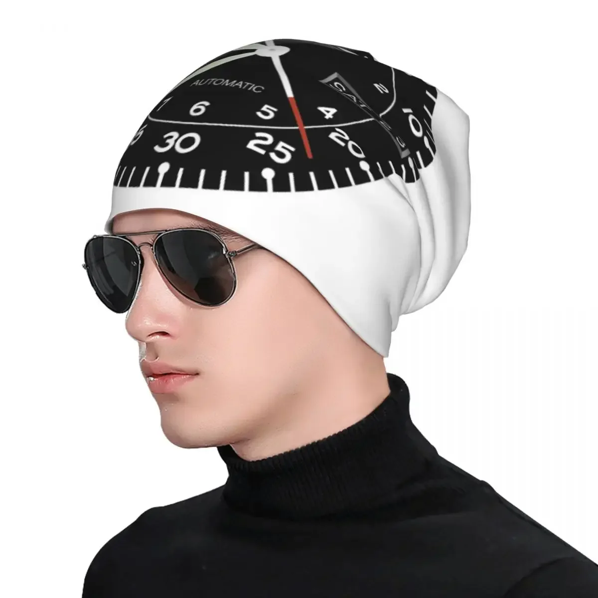 Seiko Aviation Flieger Watch Face Теплая вязаная шапка в стиле хип-хоп Шапка-капот Осень-зима