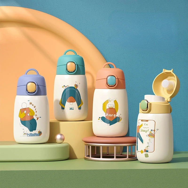 

Мультяшная Вакуумная бутылка для детей 420 мл, новинка, горячая и холодная термобутылка с термоизоляцией из нержавеющей стали 304