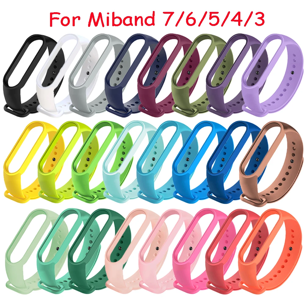 

Ремешок силиконовый для Xiaomi Mi Band 7 6 5 4 3, браслет для наручных часов MiBand 5 4 band7, аксессуары для умных часов, 3 шт.