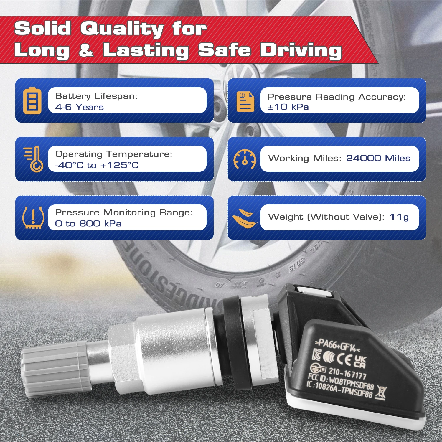 Autel 2 в 1 MX-Sensor s TPMS Датчик автомобильных шин 433 МГц 315 клон-able Программируемый датчик