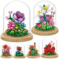 city mini immortal flower ornament model building blocks friends rose home decoration diy bricks toys for girls children gift