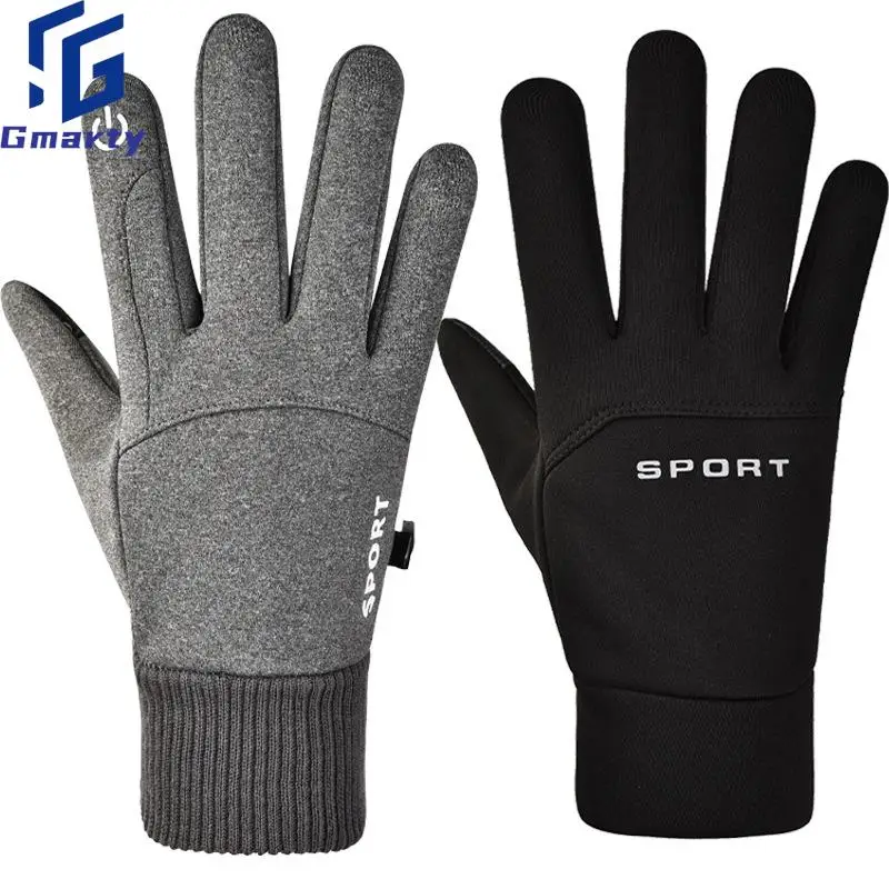 

Winter Waterproof Cycling Warm Gloves Men Sports Running Motorcycle Ski Touch Screen Fleece Gloves Warm Full Fingers