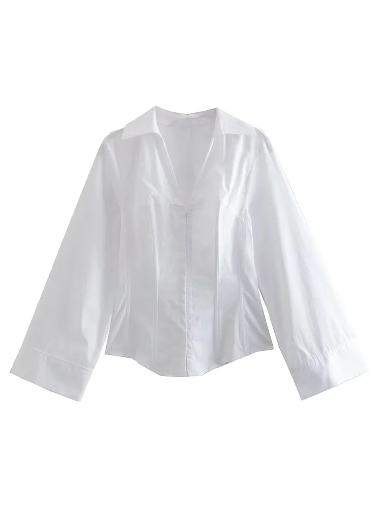 

Women 2022 Summer New Fashion Fishbone Corset Style Blouses Vintage Long Sleeve Female Shirts Tops