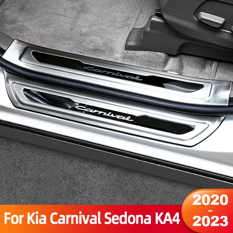 

For Kia Carnival Sedona KA4 2020 2021 2022 2023 Car Door Sill Scuff Plate Protector Cover Welcome Pedal Trim Accessories