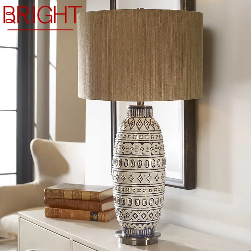 

BRIGHT Dining Ceramics Table Lighting LED Vintage Creative Design Simplicity Desk Lamp for Home Living Bedroom Study Decor