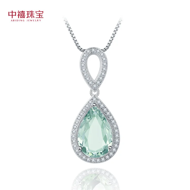 

real brand genuine jewels S925 Silver Colorful Treasure Green Amethyst Necklace Fashion Light Luxury Advanced Sense Inlaid Natur