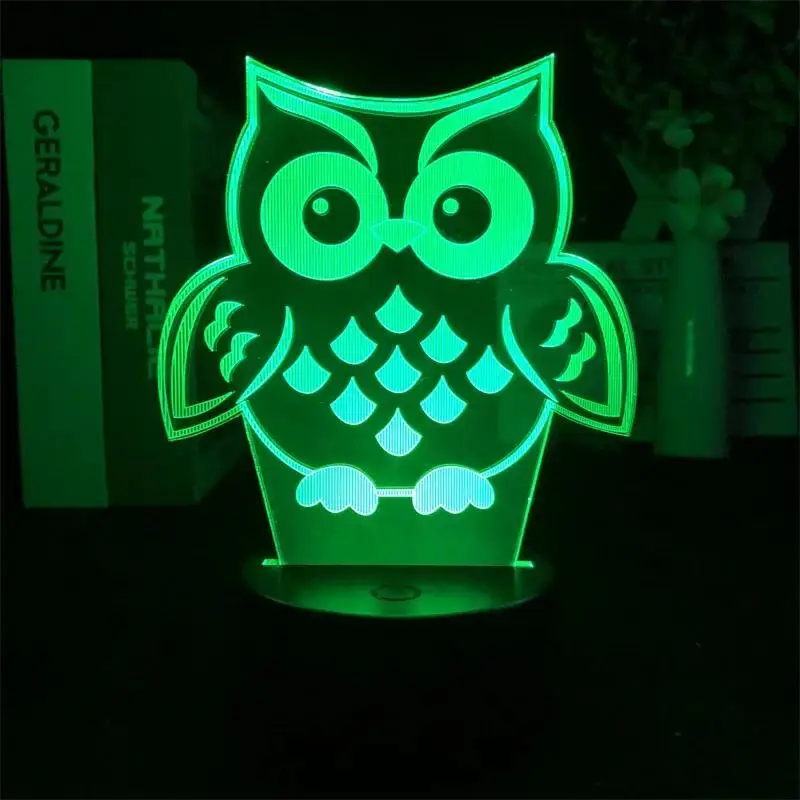 3D лампа ночная животное Сова меняющая цвет настольная комнатная прикроватная