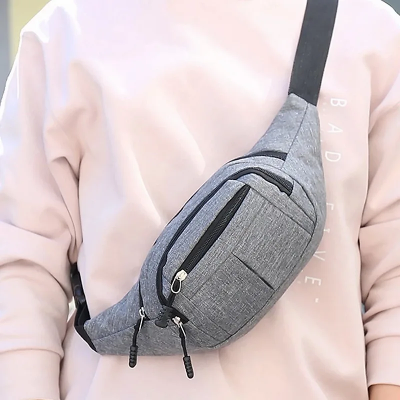 

Fashion Men Women Waist Bag Casual Fanny Pack Purse Large Phone Belt Bag Pouch Canvas Outdoor Travel Phone Bag Cross Body Bag