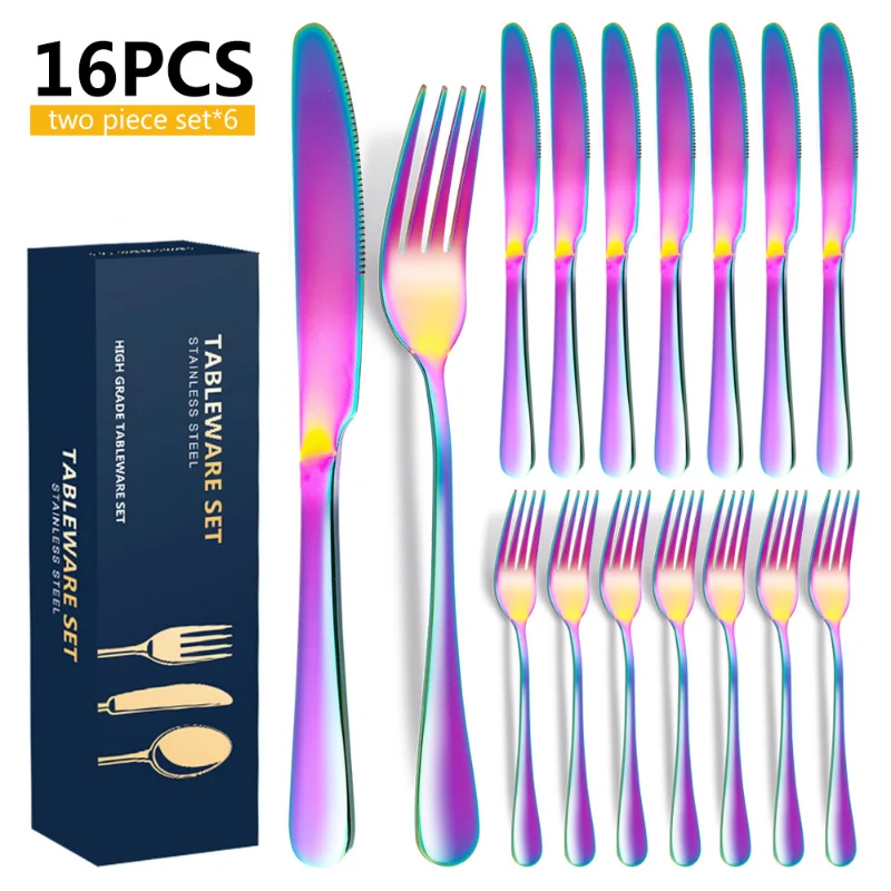 

Tableware Steak Dinner Set Luxurious Stainless Steel Cutlery Outdoor Utensils for Kitchen Accessories Home Portable Kitchenware