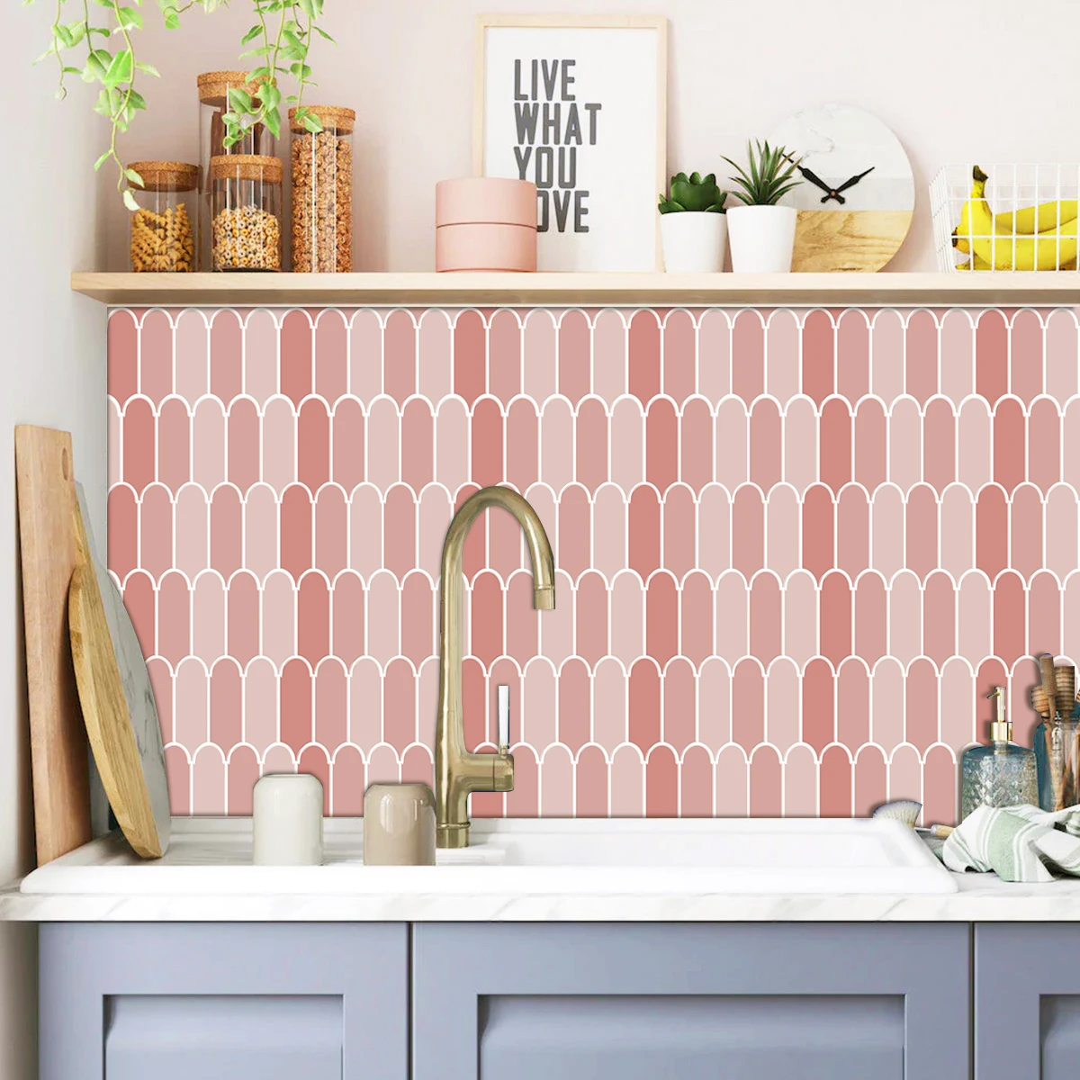 

Wodecor Brick style Wallpaper Self-Adhesive Pink Wall Stickers Waterproof 3D Tiles Stick on Backsplash 12*12 inch