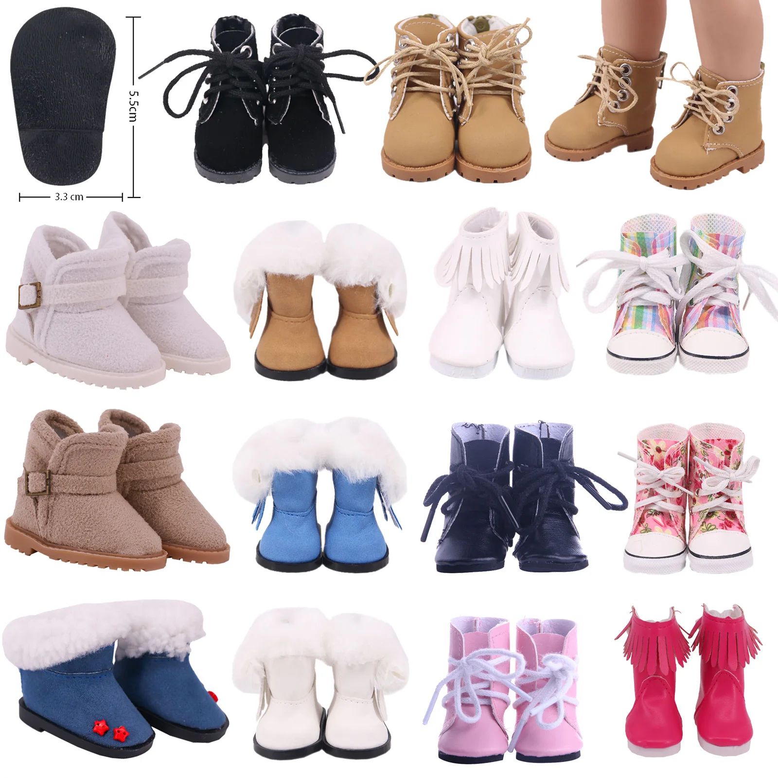 

5Cm Doll Shoes Boots High-top PU Shoes For 14.5 Inch American Paola Reina Doll&1/6 BJD Blythe EXO Doll Boots Generation Girl`s